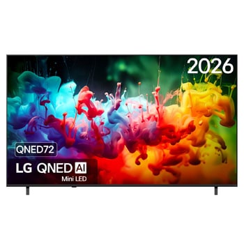 Vooraanzicht van 85 inch LG QNED AI QNED72 Mini LED 4K Smart TV 2026 85QNED72B6A